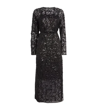 Fabiana Filippi Silk Sequin-embroidered Midi Dress In Black