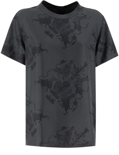Fabiana Filippi Silk T-shirt With Unique Fabula Vitae Print