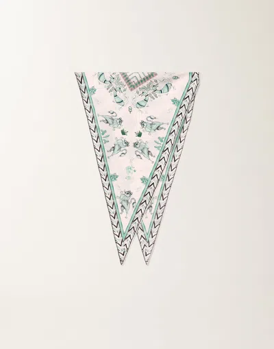 Fabiana Filippi Silk Twill Losange Scarf With Painted Print In Green
