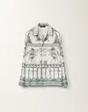 Fabiana Filippi Silk Twill Shirt With Painted Print In White/turquoise/aquagreen