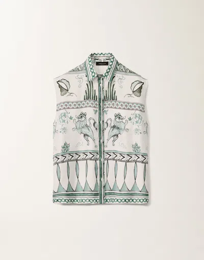 FABIANA FILIPPI SILK TWILL T-SHIRT WITH PAINTED PRINT