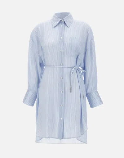 Fabiana Filippi Silk Viscose Striped Chemisier Dress In White