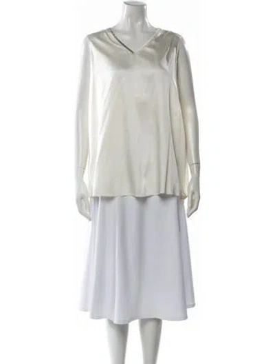Pre-owned Fabiana Filippi Silk V-neck Top In Neutral