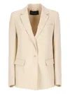 Fabiana Filippi Wool And Linen Blazer With Flap Pockets In Gold