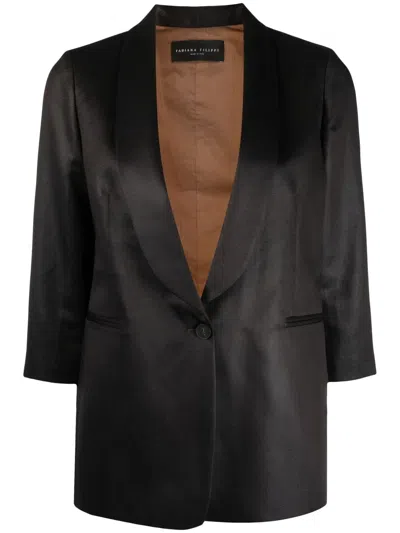 Fabiana Filippi Single-breasted Cotton Blazer In Black