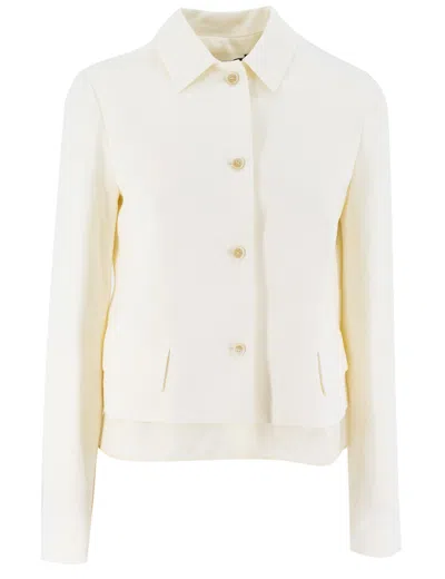 Fabiana Filippi Single-breasted Jacket With Organza Band Detail In Bianco