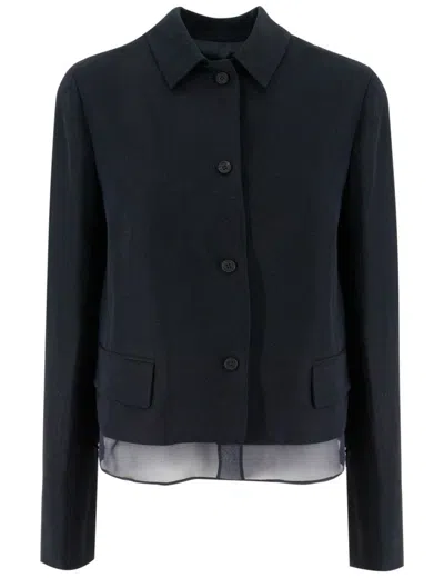 Fabiana Filippi Single-breasted Linen And Viscose Jacket In Blue