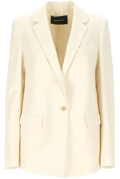 Fabiana Filippi Single Breasted Long Sleeved Jacket In Beige