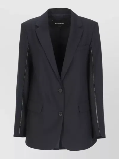 Fabiana Filippi Single Breasted Wool Blazer Notch Lapel In Black