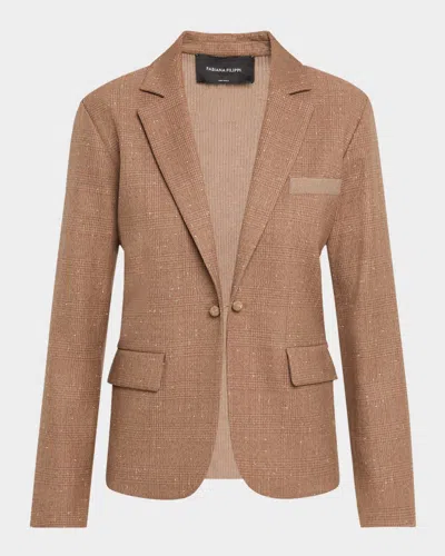 Fabiana Filippi Single-button Mixed Media Blazer In Brown