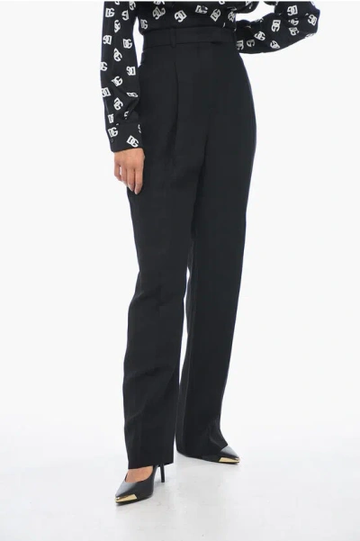 Fabiana Filippi Single-pleated Linen Blend Chinos Pants In Black