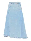 Fabiana Filippi Blue Denim Flared Midi Skirt In Blue