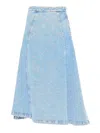 Fabiana Filippi Blue Denim Flared Midi Skirt In Blue