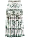 Fabiana Filippi Printed Midi Skirt In Bianco/ottanio/verde