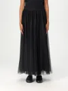 Fabiana Filippi Maxi Skirt With Tulle Overlay And Elastic Waistband In Black