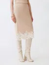 Fabiana Filippi Straight Lace-hem Knit Midi Skirt In Neutral