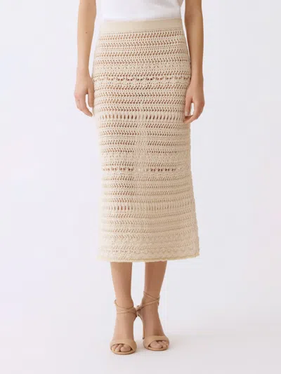 Fabiana Filippi Pencil Skirt In Wool And Cotton With Sequins In Neutral