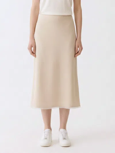 Fabiana Filippi Poly Blend A-line Midi Skirt In Gold