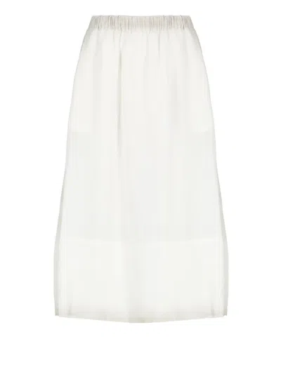 Fabiana Filippi Linen Skirt With Elastic Waistband And Sheer Fabric In White
