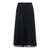 Fabiana Filippi Sheer Midi Skirt Pleats Elastic Waistband In Black