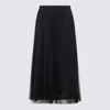 Fabiana Filippi Sheer Midi Skirt Pleats Elastic Waistband In Black