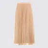 Fabiana Filippi Layered Pleated Skirt Sheer Overlay Midi In Gold