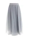 Fabiana Filippi Flowing Midi Skirt With Gathered Waist In Green