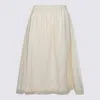 Fabiana Filippi Sheer Overlay Elastic Waistband Midi Skirt In Neutral