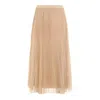 Fabiana Filippi Layered Pleated Skirt Sheer Overlay Midi In Gold