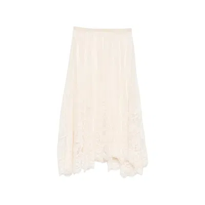 Fabiana Filippi Lace Asymmetric-hem Midi Skirt In Neutral