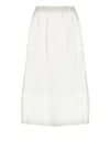 Fabiana Filippi Linen Skirt With Elastic Waistband And Sheer Fabric In White