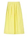 Fabiana Filippi Pleated Cotton Skirt With Contrasting Polka Dots In Yellow