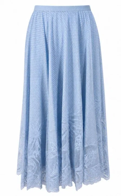 Fabiana Filippi Sky Blue Floral Lace Skirt In Multi