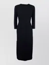 Fabiana Filippi Sleeve Crew Neck Midi Dress With Slit In Black