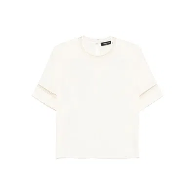 Fabiana Filippi Short Sleeved Embellished Detail T-shirt In Neutral