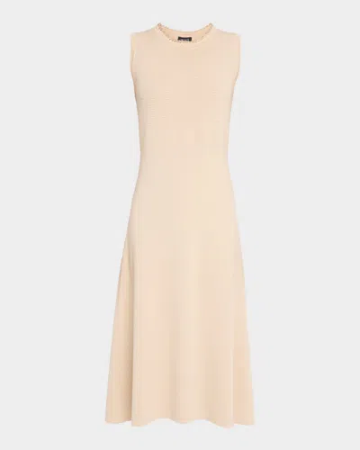 Fabiana Filippi Sleeveless Bead-trim Knit Midi Dress In Neutral