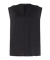 Fabiana Filippi Loose V-neck Sleeveless Top In Night Blue