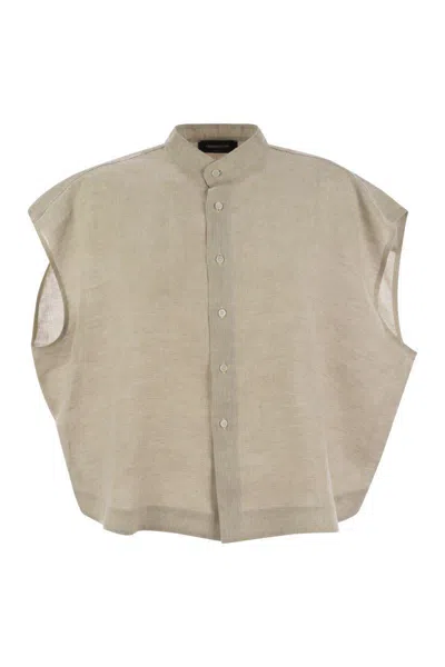 Fabiana Filippi Sleeveless Linen Shirt In Beige