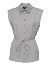 Fabiana Filippi Sleeveless Beaded Open-back Poplin Shirt In Gray