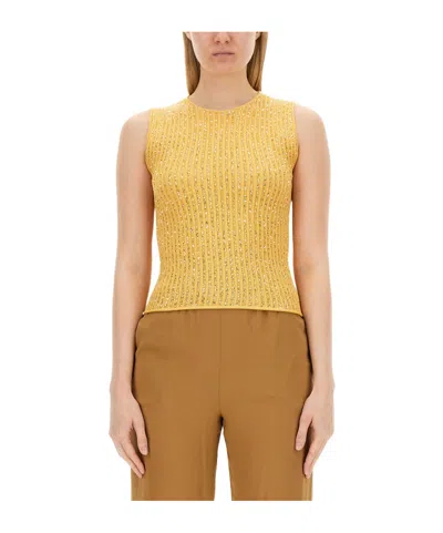 Fabiana Filippi Sleeveless Round Neck Sweater In Yellow