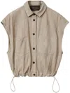 Fabiana Filippi Pleated Suede Bomber Jacket In Brown