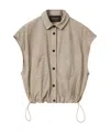 Fabiana Filippi Pleated Suede Bomber Jacket In Nude