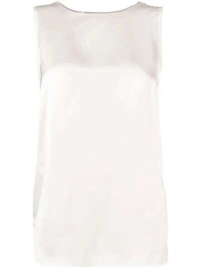 Fabiana Filippi Silk Blend Sleeveless V-back Top In White