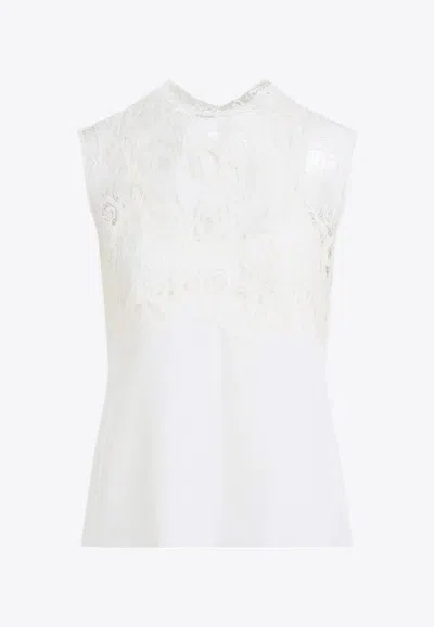 Fabiana Filippi Sleeveless Silk Lace Top In White