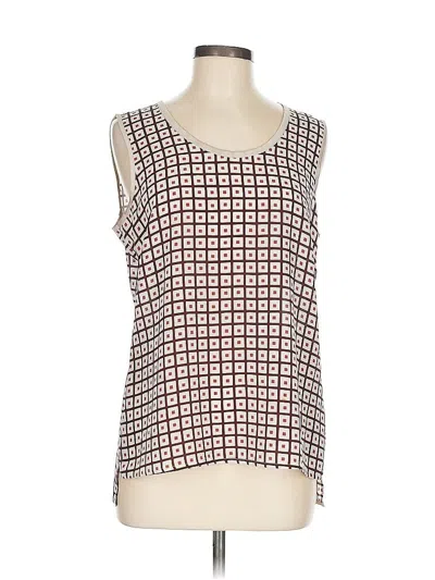 Pre-owned Fabiana Filippi Sleeveless Silk Top Burgundy Checkered/gingham Pattern Cowl Neck Tops
