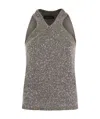 Fabiana Filippi Cotton Knit Tank Top With Sequins In Gray