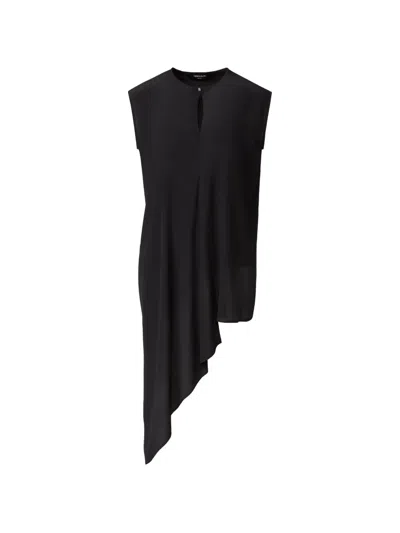 Asymmetrical Top In Midnight Blue Crepe De Chine In Animal Print from Fabiana Filippi