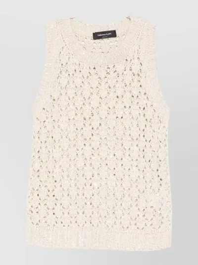 Fabiana Filippi Sleeveless Top Round Neck Crochet Texture In White