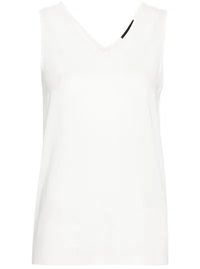 Fabiana Filippi Sleeveless V-neck Top With Minimalistic Design In White