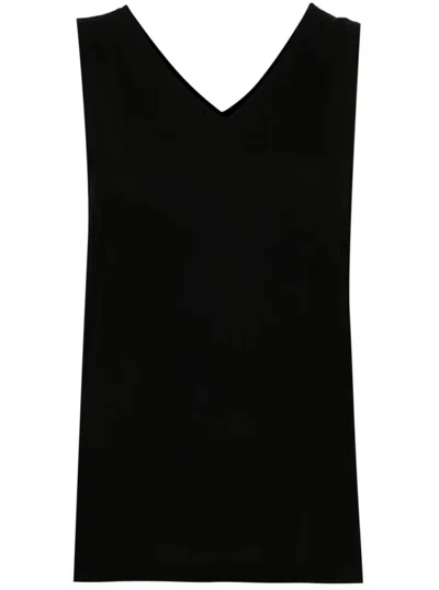 Fabiana Filippi Sleeveless V-neck Top With Relaxed Fit In Black